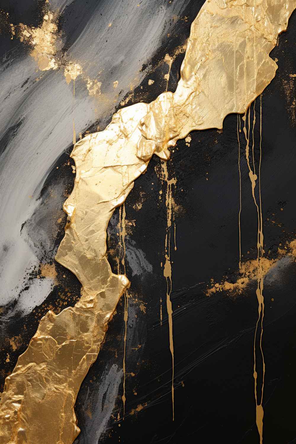 Black And Gold Oil Painting Wall Art
