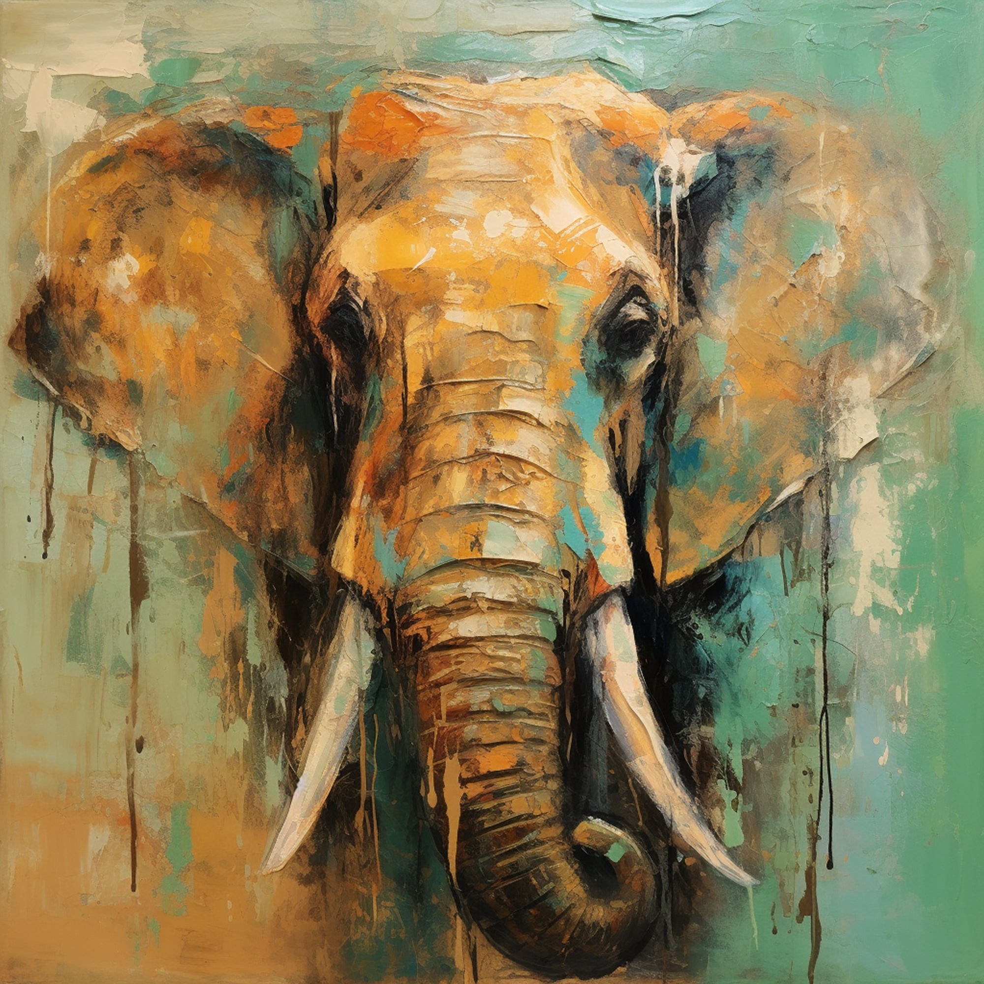 Elephant Oil Painting Wall Art