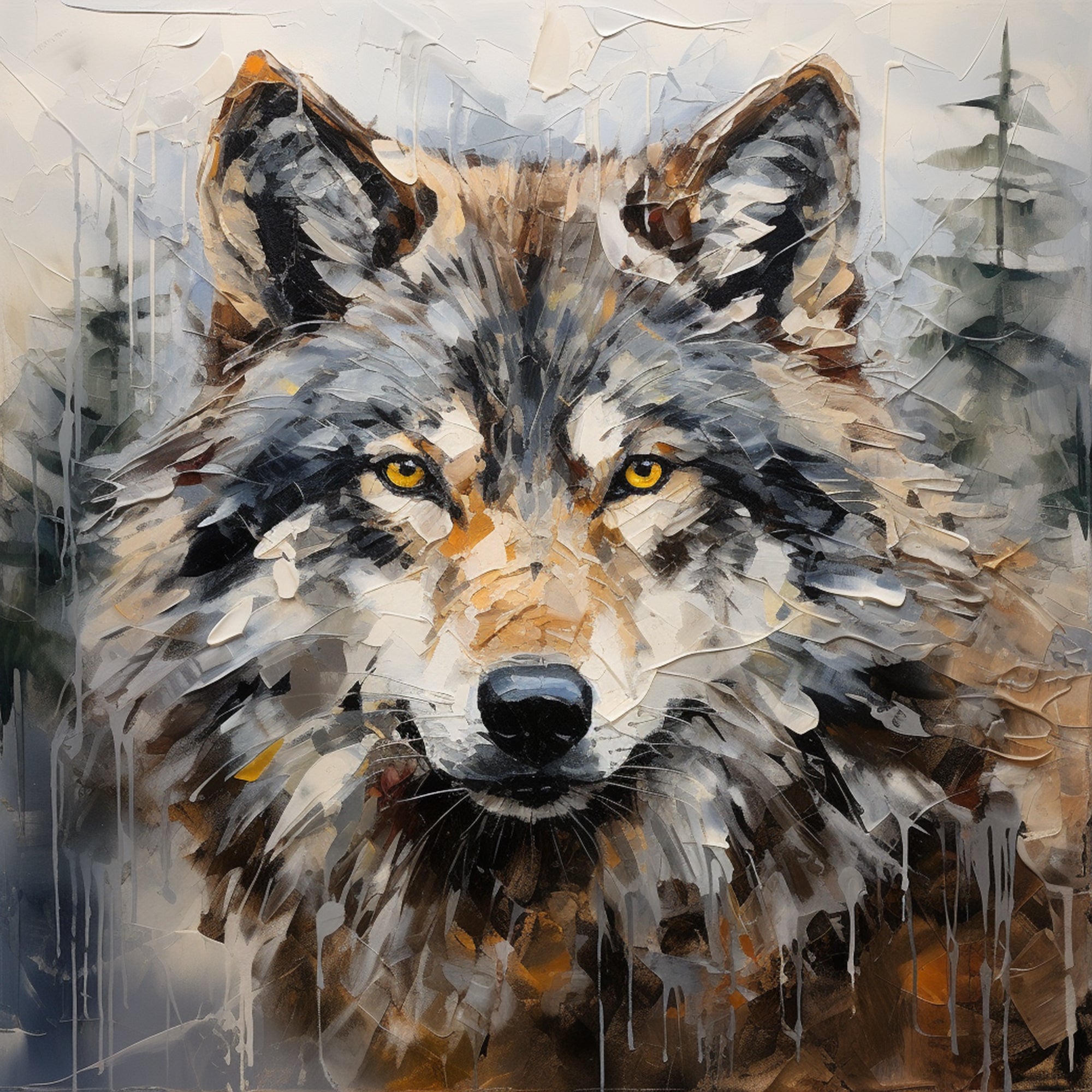 Wolf Oil Painting Wall Art